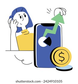 Obtener esta mini ilustración doodle de la aplicación financiera 