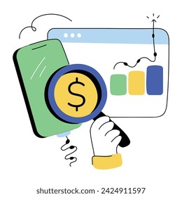 Get this doodle mini illustration of profit analysis 