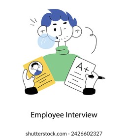 Get this doodle mini illustration of employee interview 