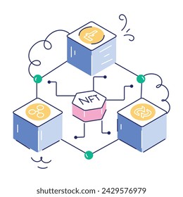 Get this doodle mini illustration of blockchain technology