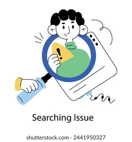 Holen Sie sich diese Doodle Mini-Illustration der Suche Problem 