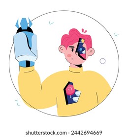 Get this doodle mini illustration of a humanoid 