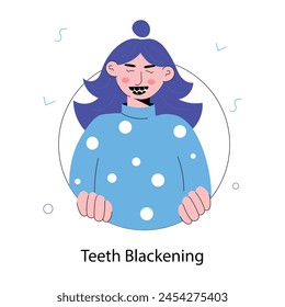 Get this doodle mini illustration of teeth blackening 