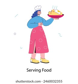 Obtener esta mini ilustración de doodle de servir comida 