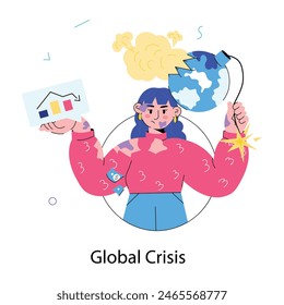 Get this doodle mini illustration of global crisis 