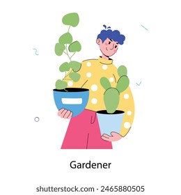 Get this doodle mini illustration of a gardener 