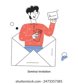 Get this doodle mini illustration of seminar invitation 