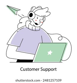 Get this doodle mini illustration of customer support 