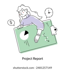 Get this doodle mini illustration of project report 