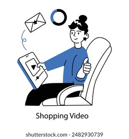 Get this doodle mini illustration of shopping video 