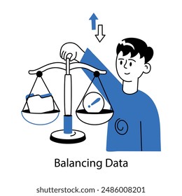 Get this doodle mini illustration of balancing data 