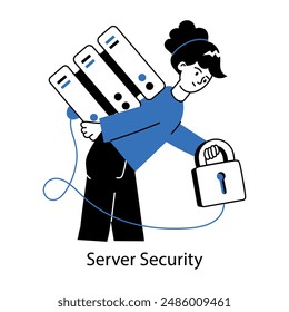 Get this doodle mini illustration of server security 