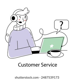 Get this doodle mini illustration of customer service 