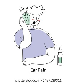 Get this doodle mini illustration of ear pain 