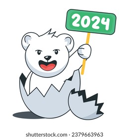 Get this doodle sticker of bear holding 2024 board 