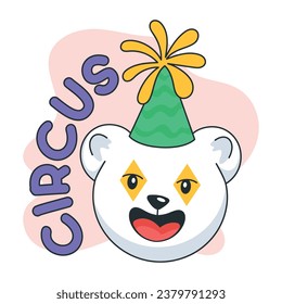 Get this doodle sticker of clown bear 