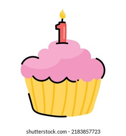 Get this doodle sticker of cupcake 