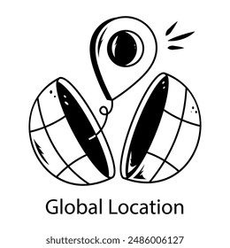 Get this doodle style icon of global location v