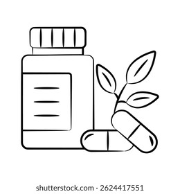 Obter este ícone de desenho fácil de usar de frasco de ervas medicinais
