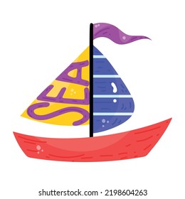 Get this editable flat sticker of sailboat