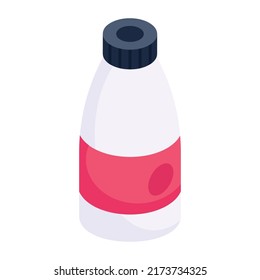 Get this editable isometric icon of color bottle 