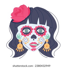 Get this flat character of calavera catrina