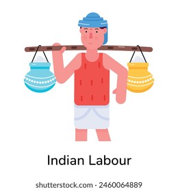 Get this flat character icon of indian labour 