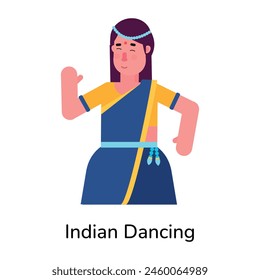 Get this flat character icon of indian dancing 