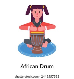 Get this flat icon of african drum 