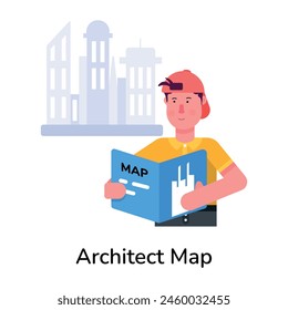 Get this flat icon of architect map 