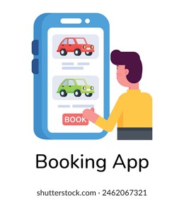 Get this flat icon of a booking app 