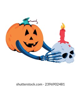 Get this flat icon of candle skull 