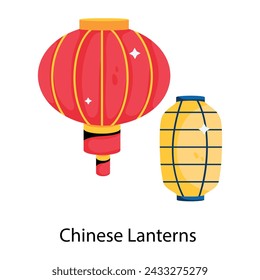 Get this flat icon of chinese lanterns 