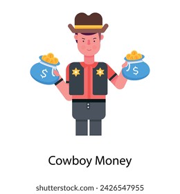 Get this flat icon of cowboy money 