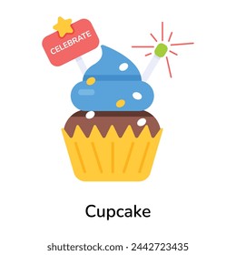 Get this flat icon of a cupcake 