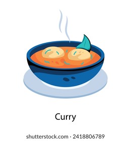 Get this flat icon of curry bowl 