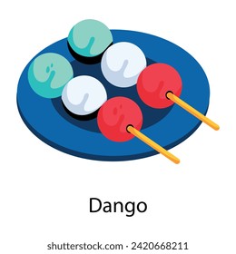Get this flat icon of dango serving 