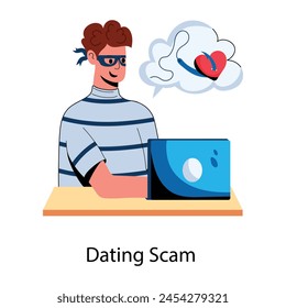 Get this flat icon of dating scam 