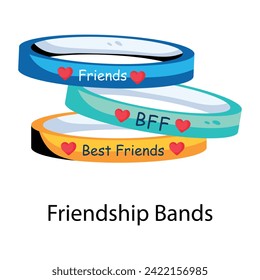 Get this flat icon of friendship bands 