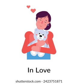Get this flat icon of a girl in love 