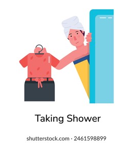 Get this flat icon of girl taking shower 