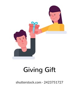 Get this flat icon of giving gift 