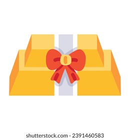 Get this flat icon of gold ingots 