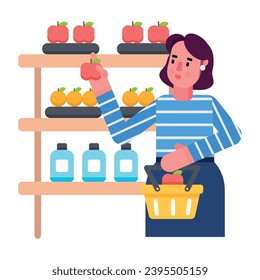 Get this flat icon of grocery buying 