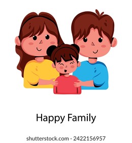Get this flat icon of a happy family 