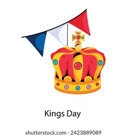 Get this flat icon of kings day 