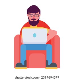 Get this flat icon of laptop work 