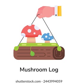 Get this flat icon of mushroom log 