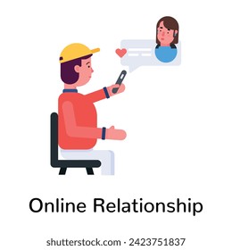 Get this flat icon of online relationship 