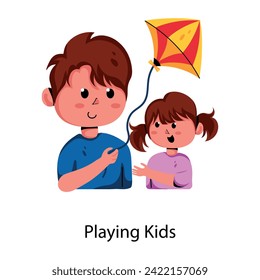 Get this flat icon of playing kids 